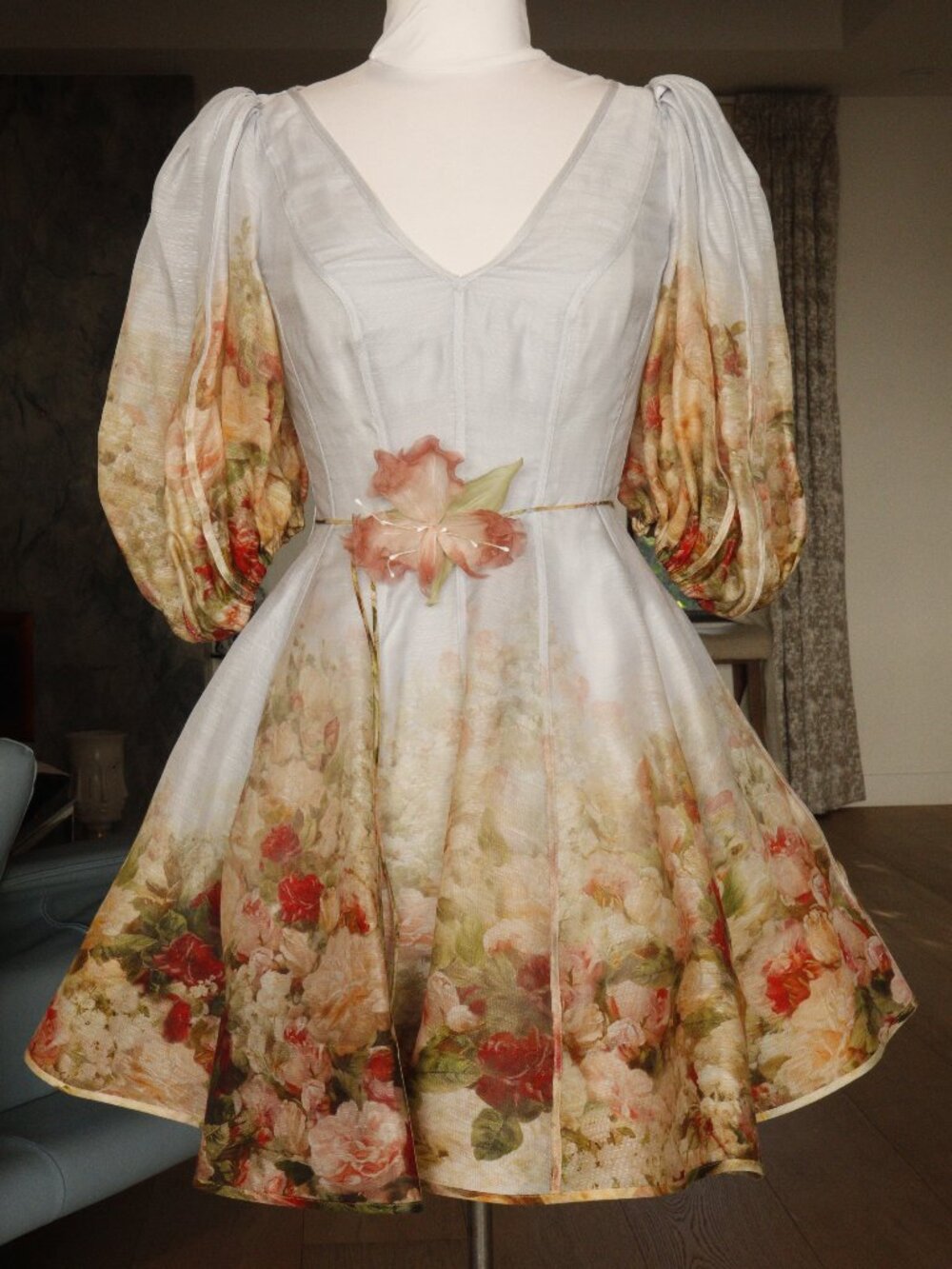 ZIMMERMANN Luminosity Flip Dress in Rosy Garden Floral Print